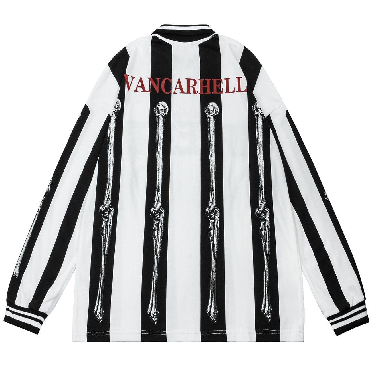 Vintage Striped Skull Cotton Oversized Sweatshirt