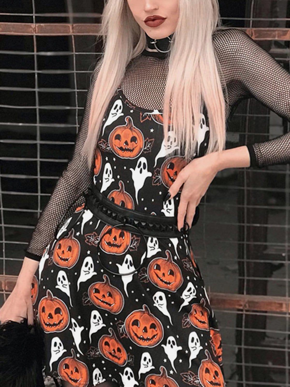 Pumpkin Ghost Print Dress