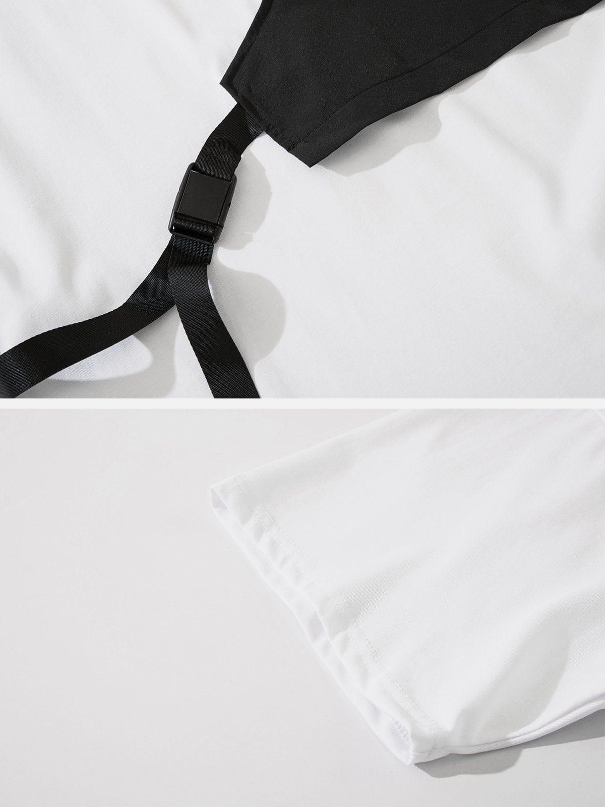 Fake Two Vest Patchwork Tee