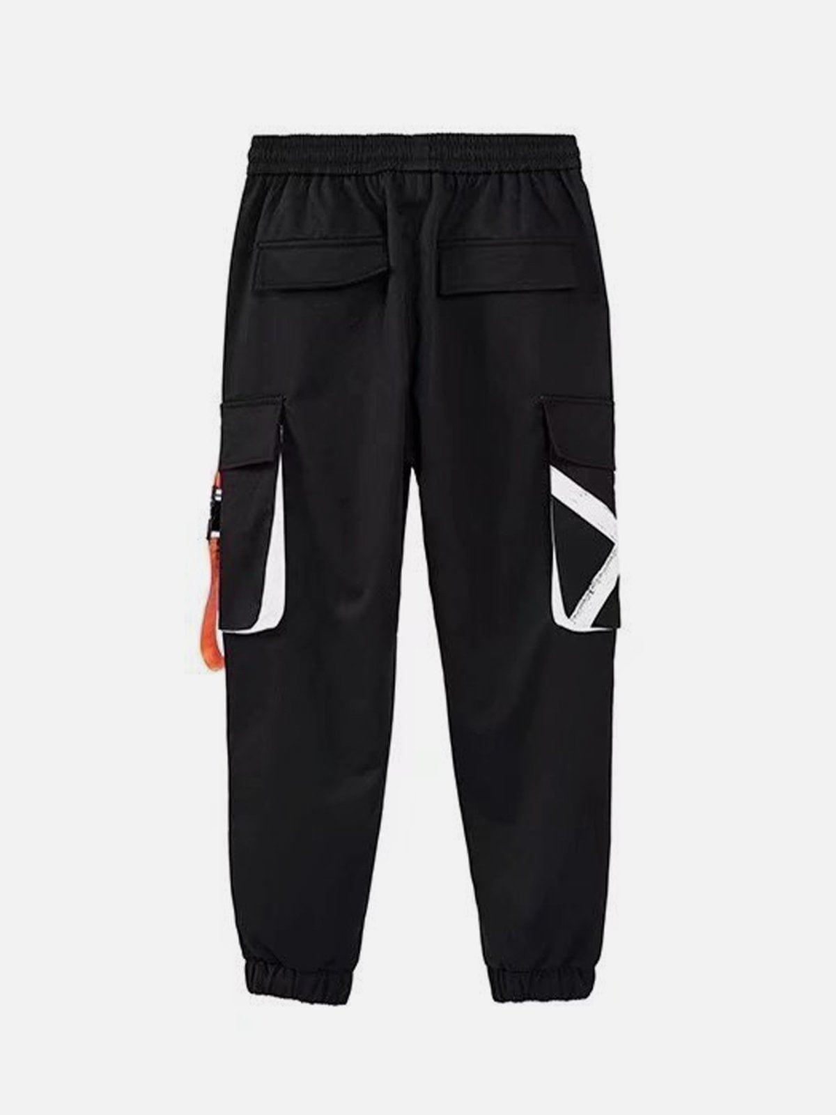 Function Ribbons Print Cargo Pants