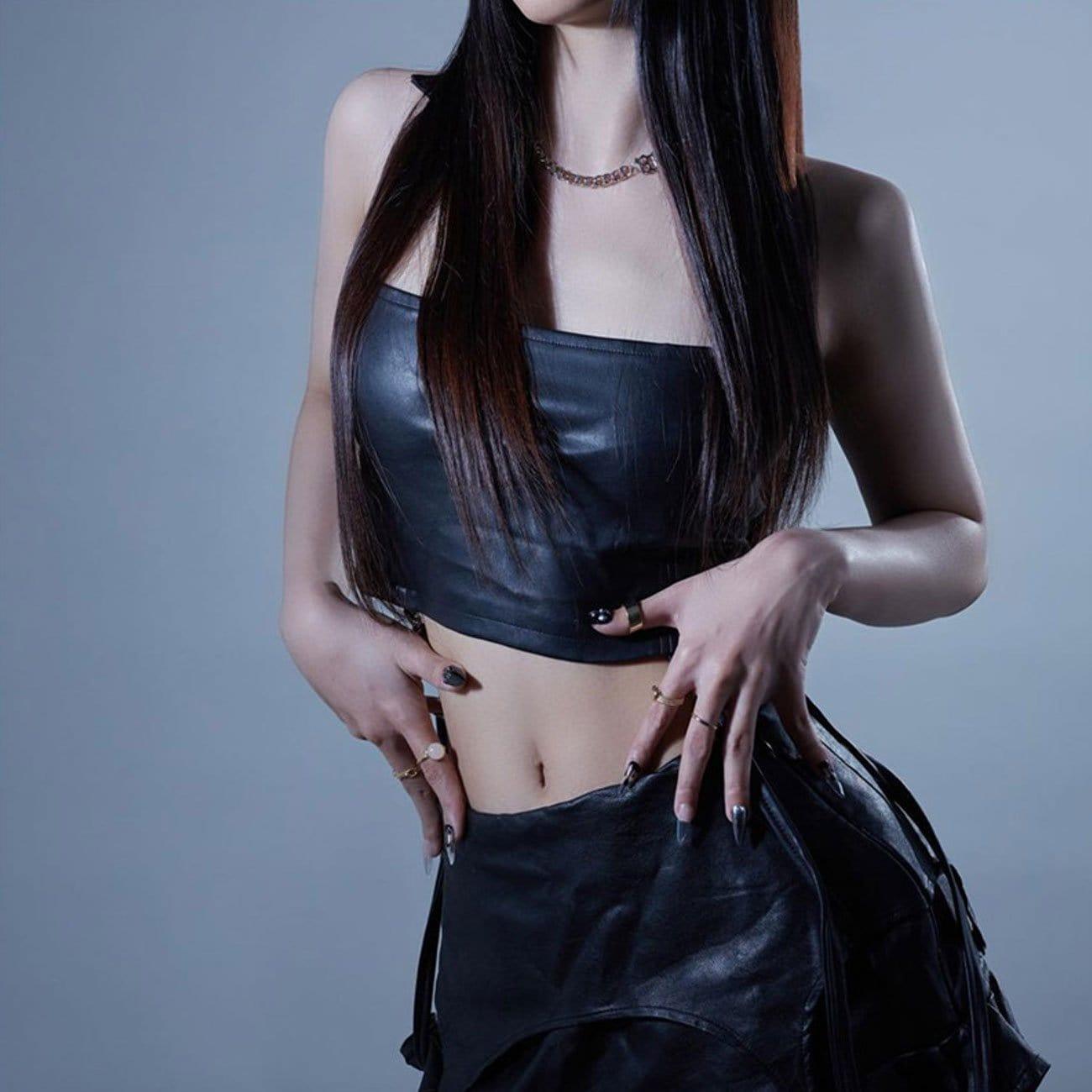 Zipper Strap PU Vest