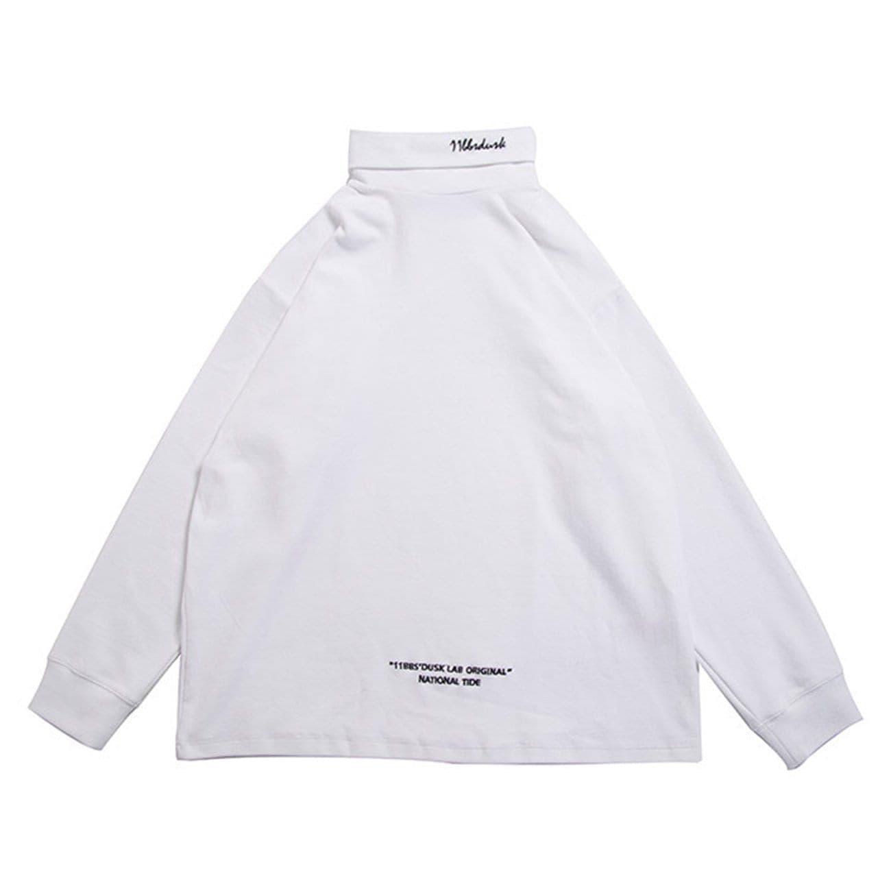 Dark Turtleneck Embroidery Sweatshirt