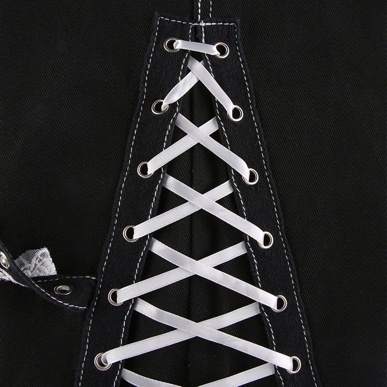 Lace Ribbons Straight Jeans