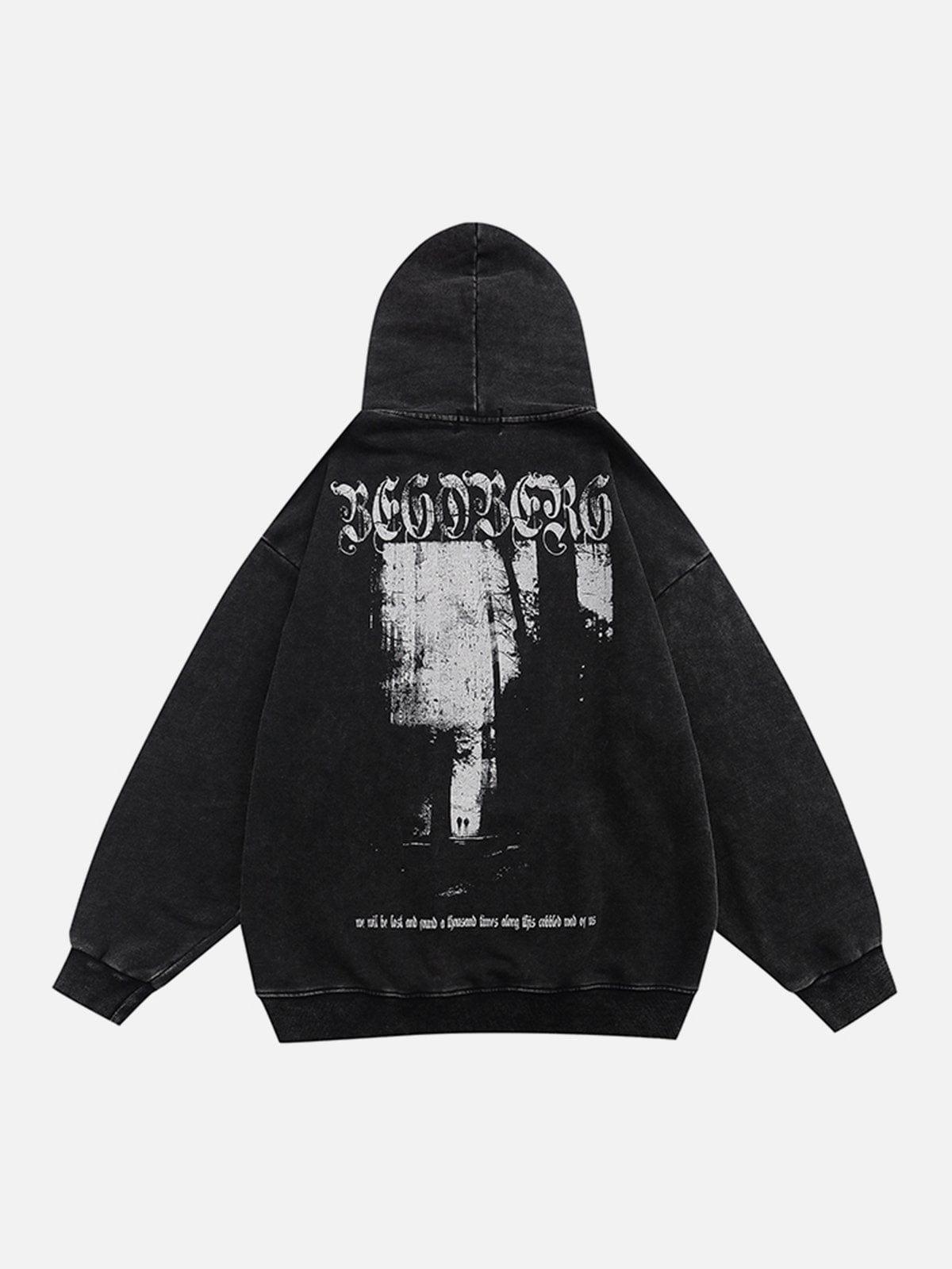 Washed Dark Woods Pattern Hoodie