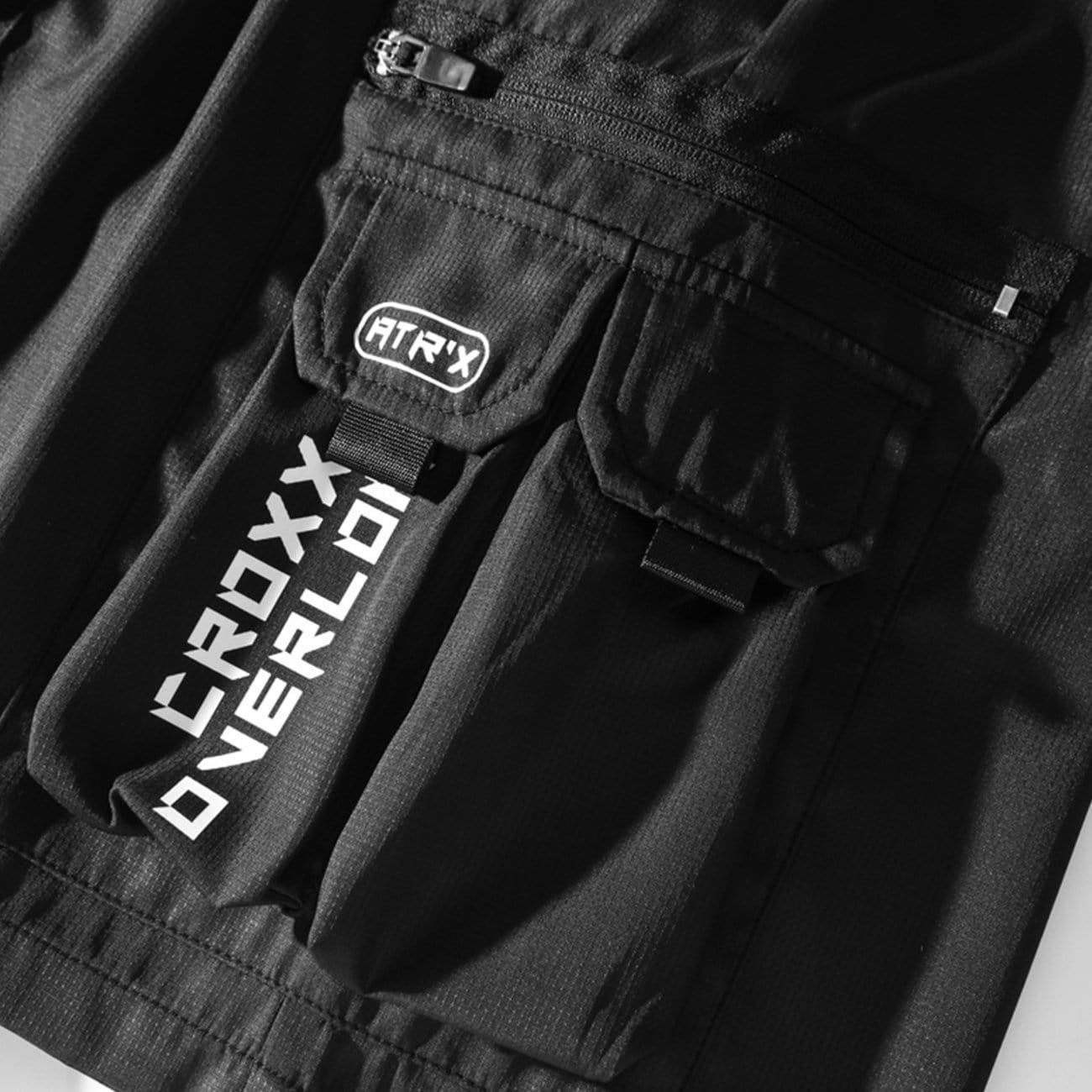 Combat Letter Print Multi Pockets Nylon Shorts