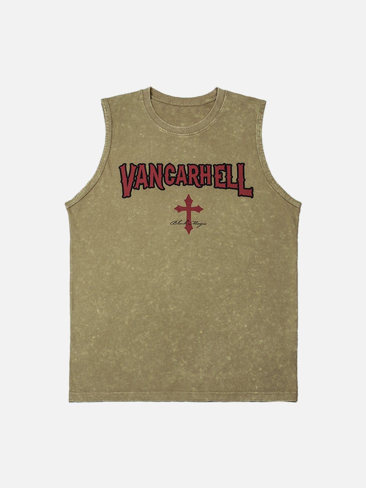 Washed Letters Print Vest