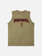 Washed Letters Print Vest