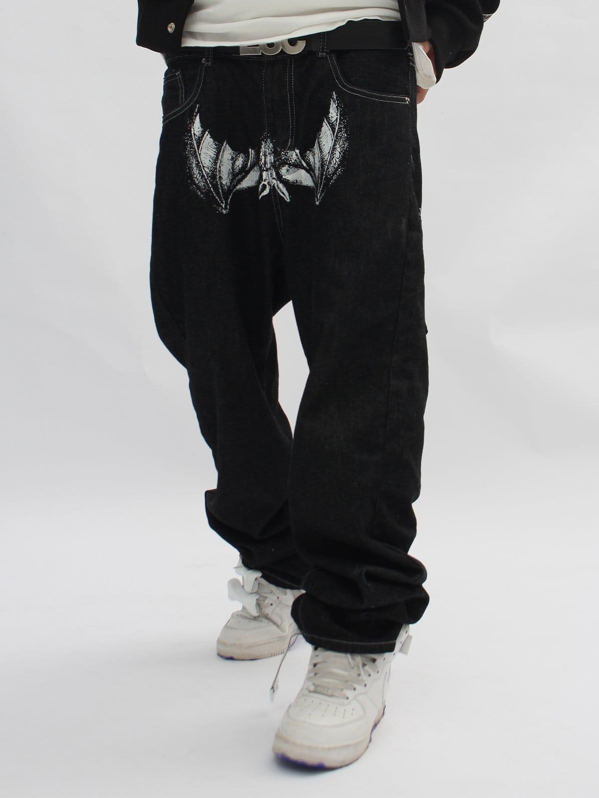 Bat Face Print Jeans