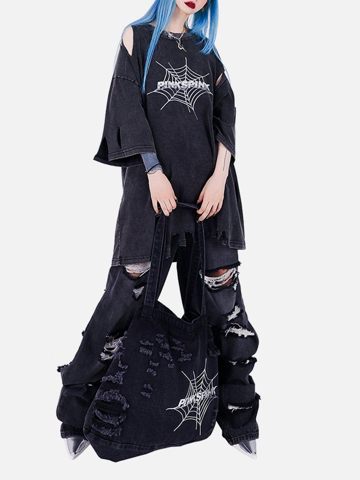 Irregular Hole Spider Web Tee