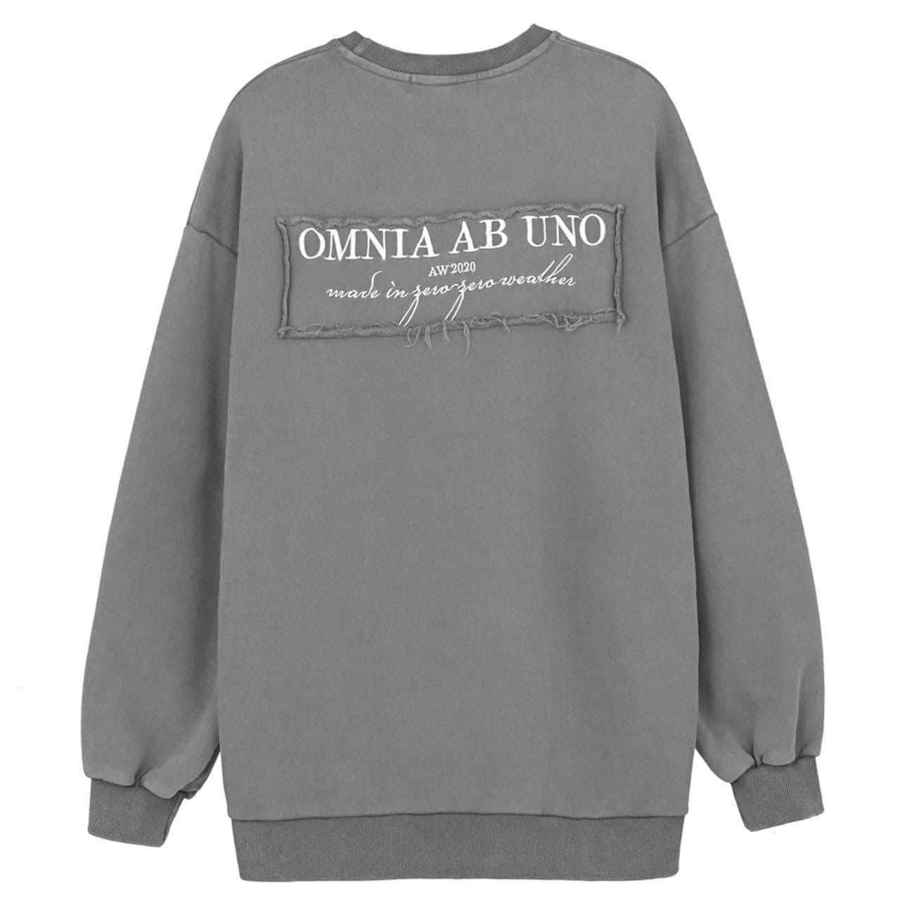 Dark Solid Patchwork Print Wash Sweatshirt