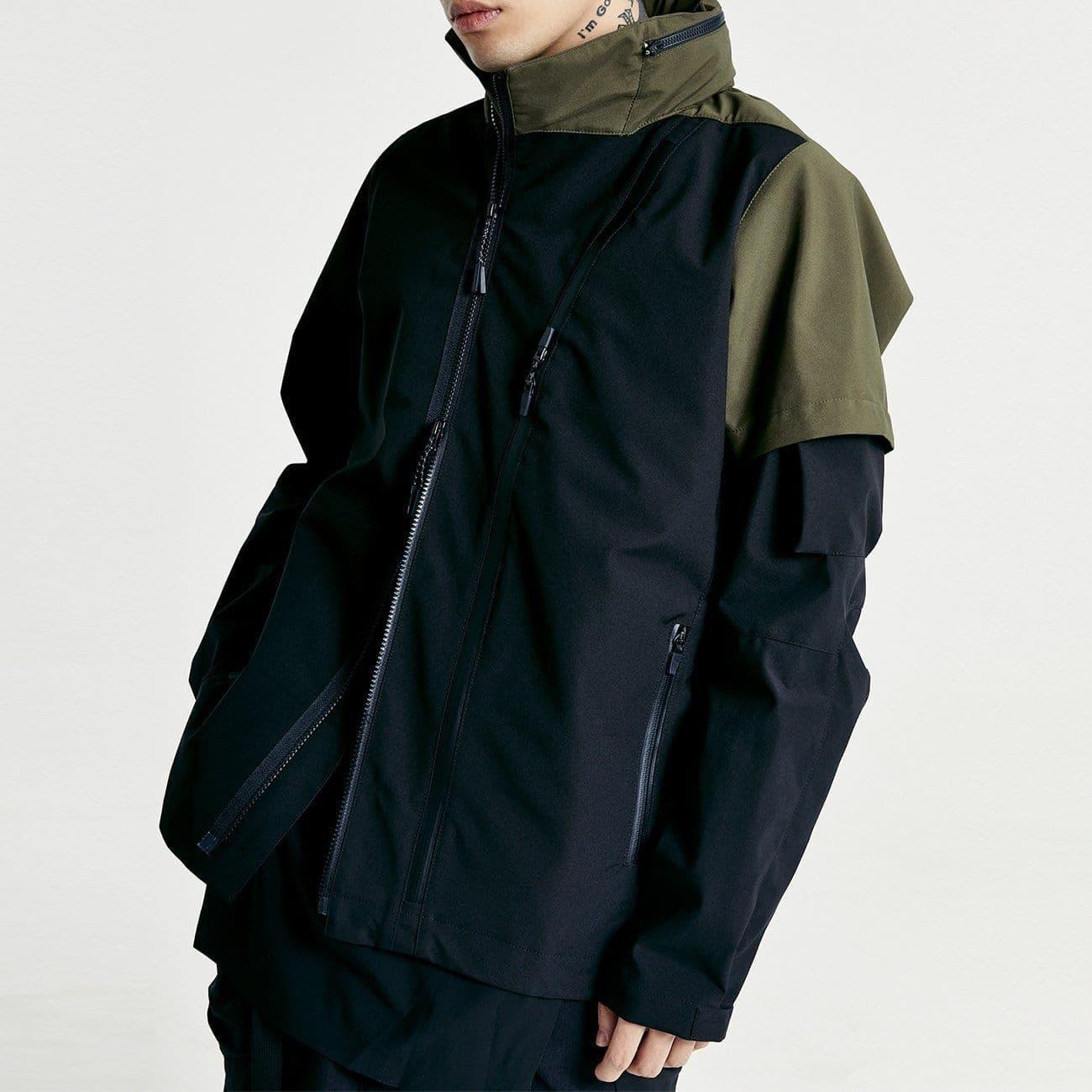 Oblique Zipper Patchwork Jacket