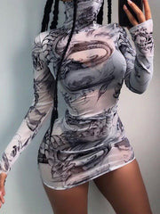 Dragon Pattern Perspective Dress