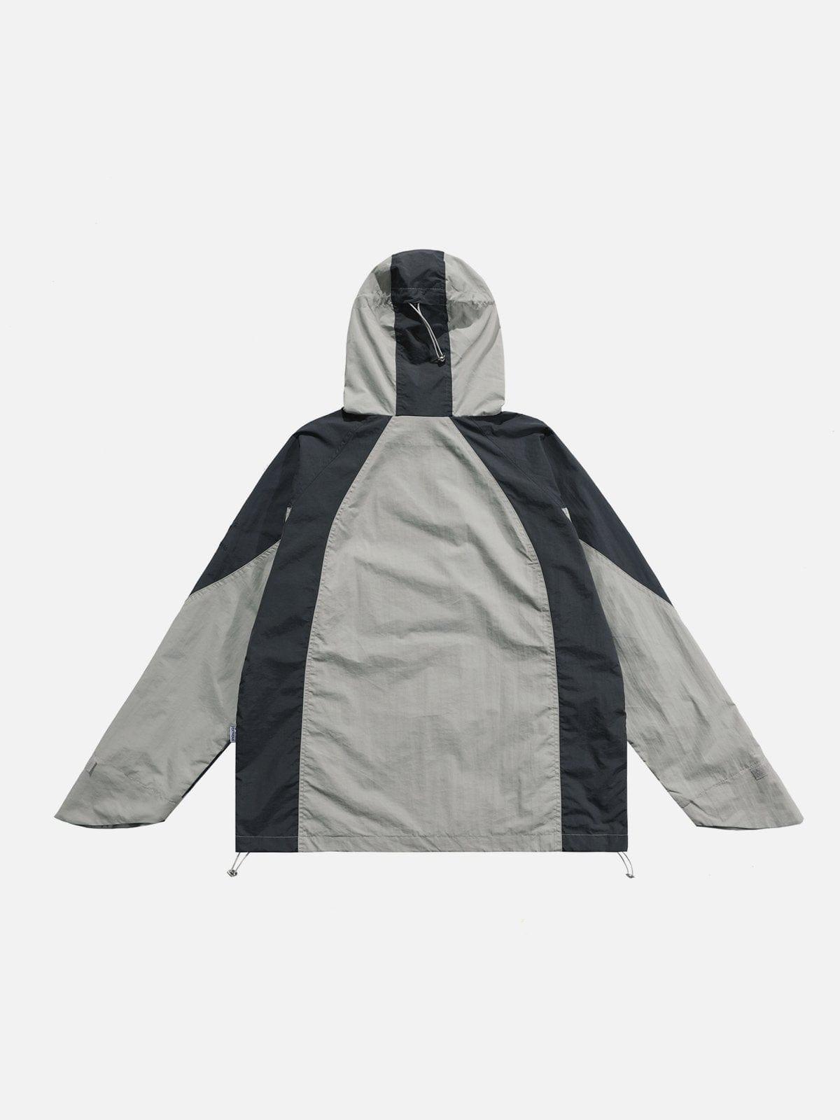 Patchwork Big Pocket Zip Up Jacket