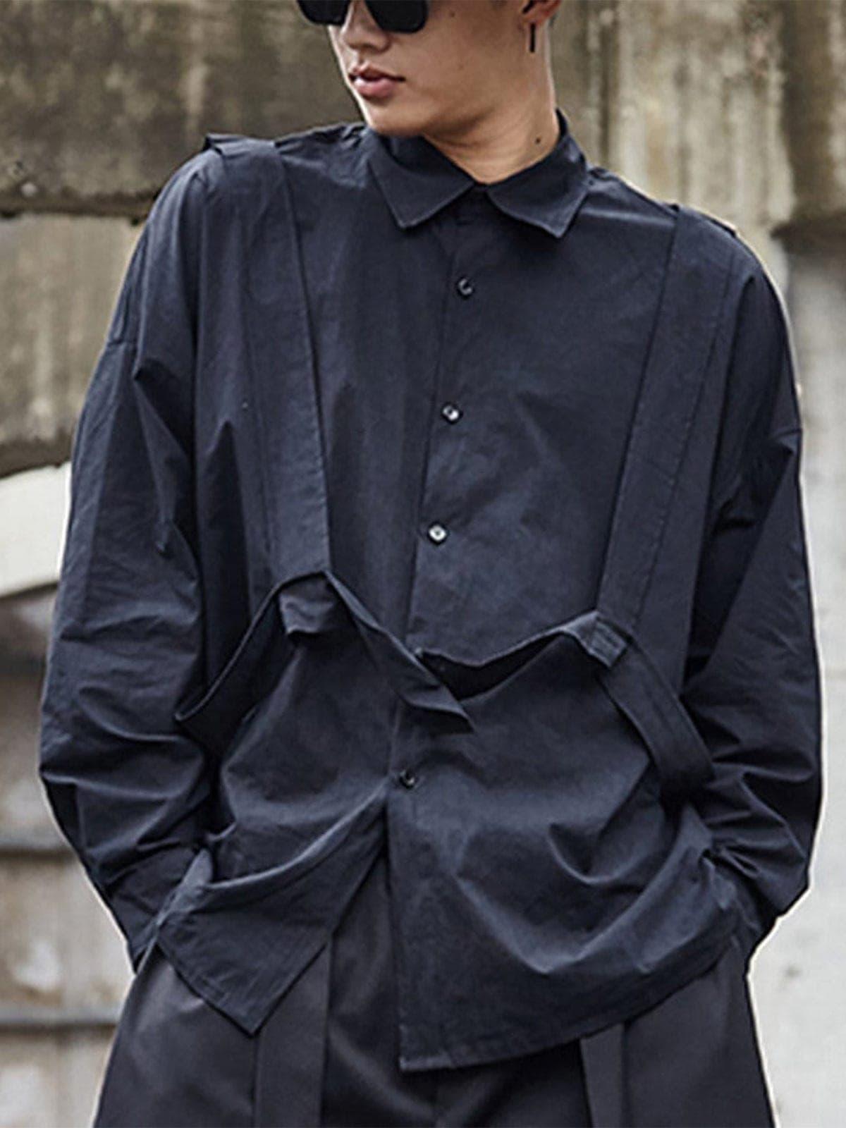 Dark Function Strap Oversized Long Sleeve Shirt