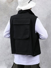 Function Pockets Cardigan Vest