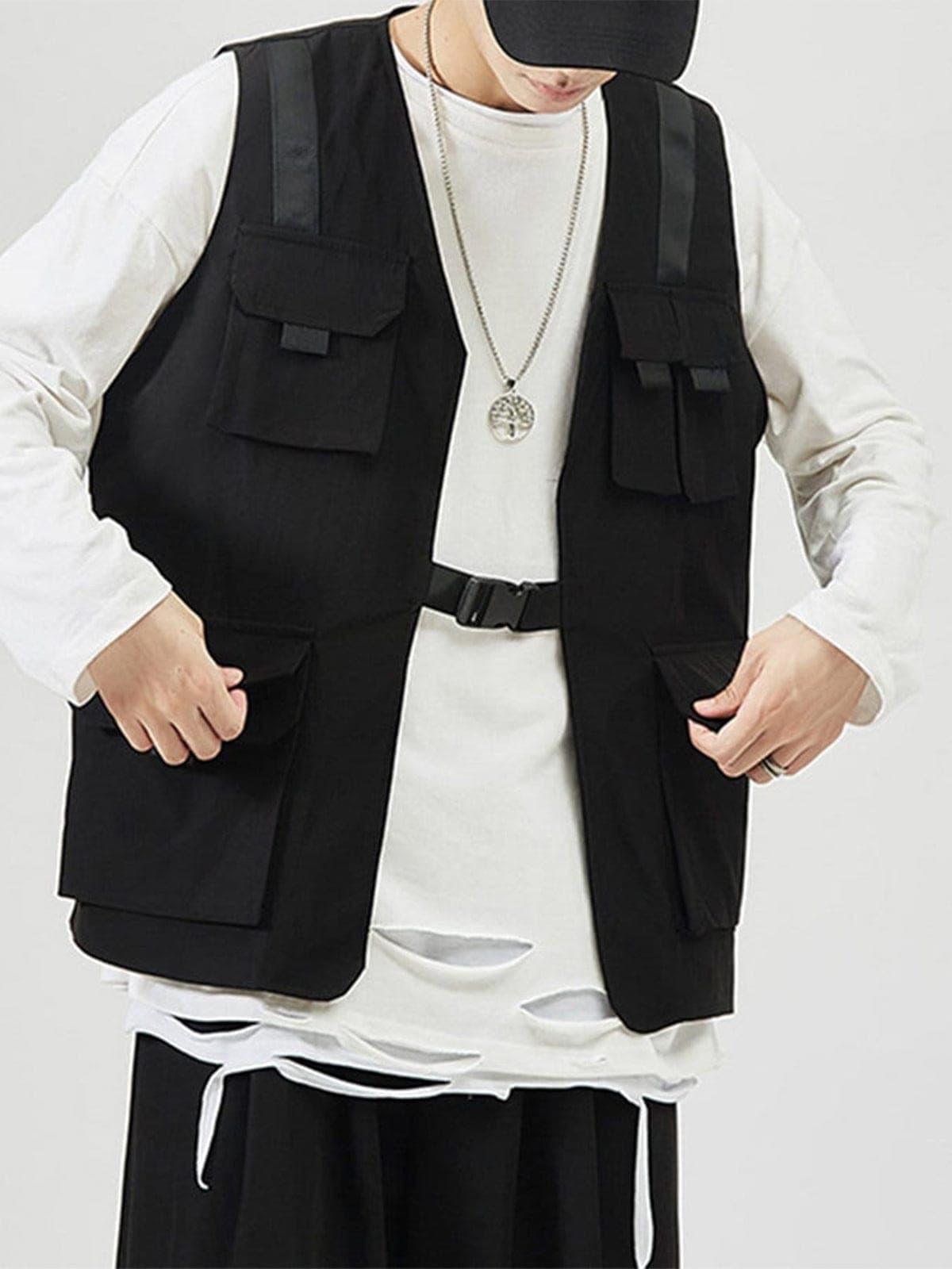 Combat Multi-pocket Cardigan Vest