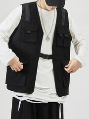 Combat Multi-pocket Cardigan Vest