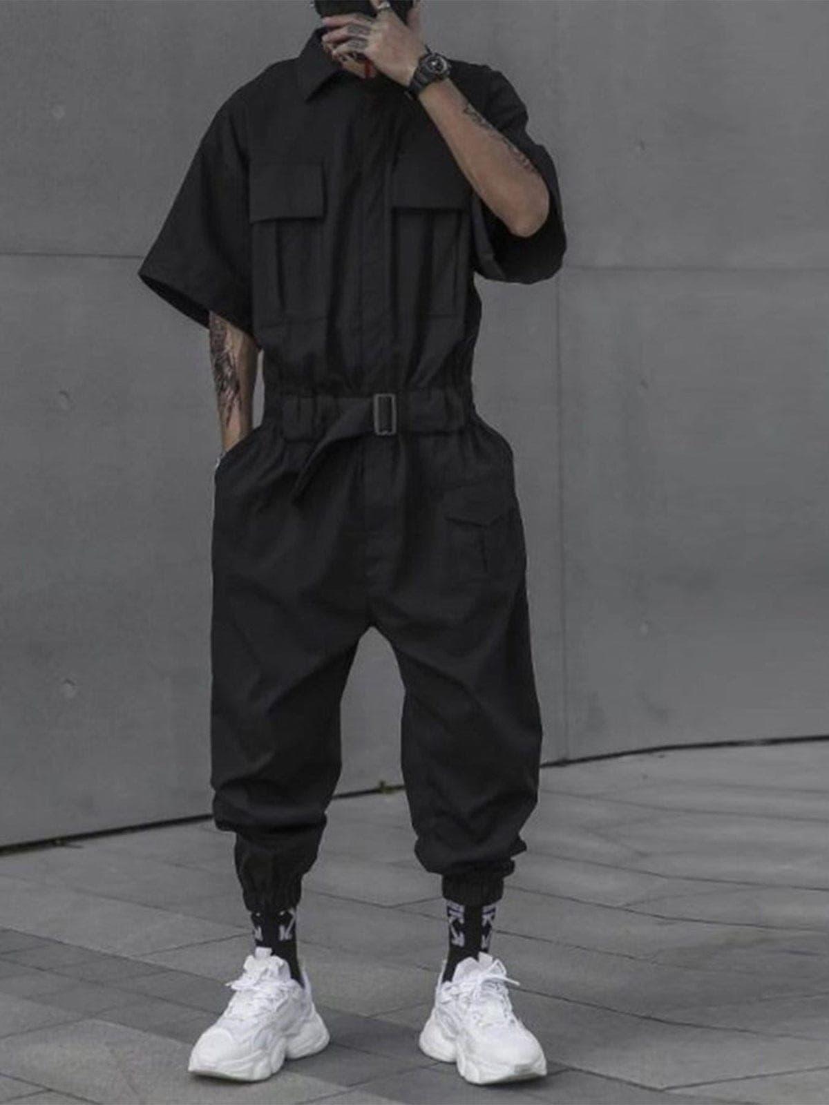 Dark Creative Belt Jumpsuit