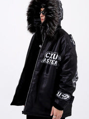 Dark Skeleton Print Winter Coat