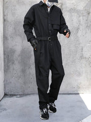 Dark Function Personalized Belt Buttons Cargo Jumpsuit