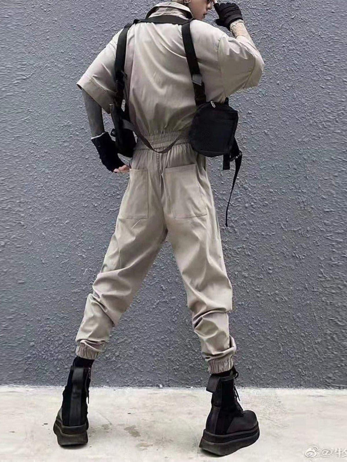 Dark Creative Belt Jumpsuit