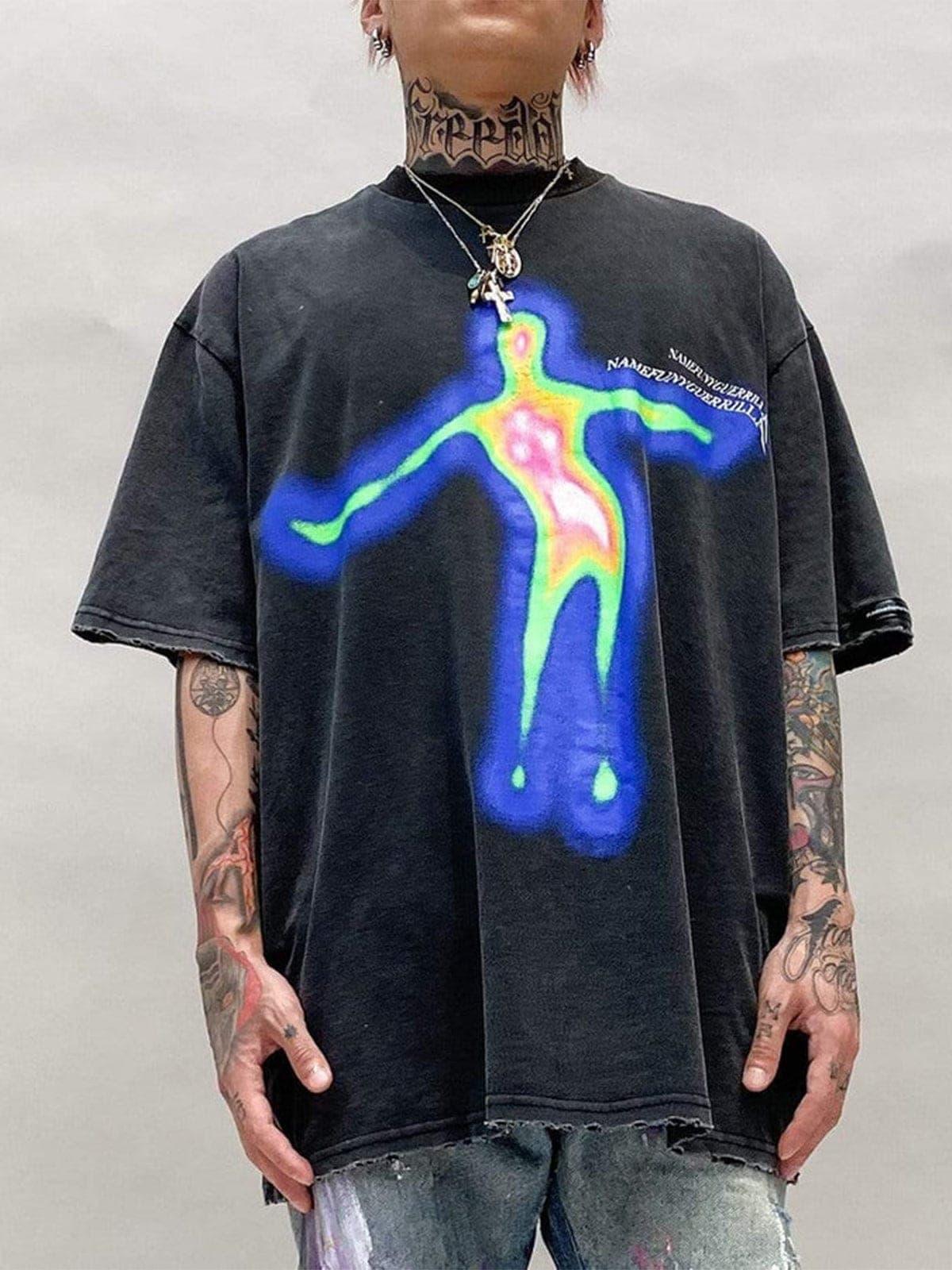 Distorted Portrait Graphic Cotton Tee