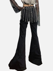 Hole Lace Patchwork Flared Pant