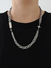 Punk Four-pointed Star Double-layered Necklace