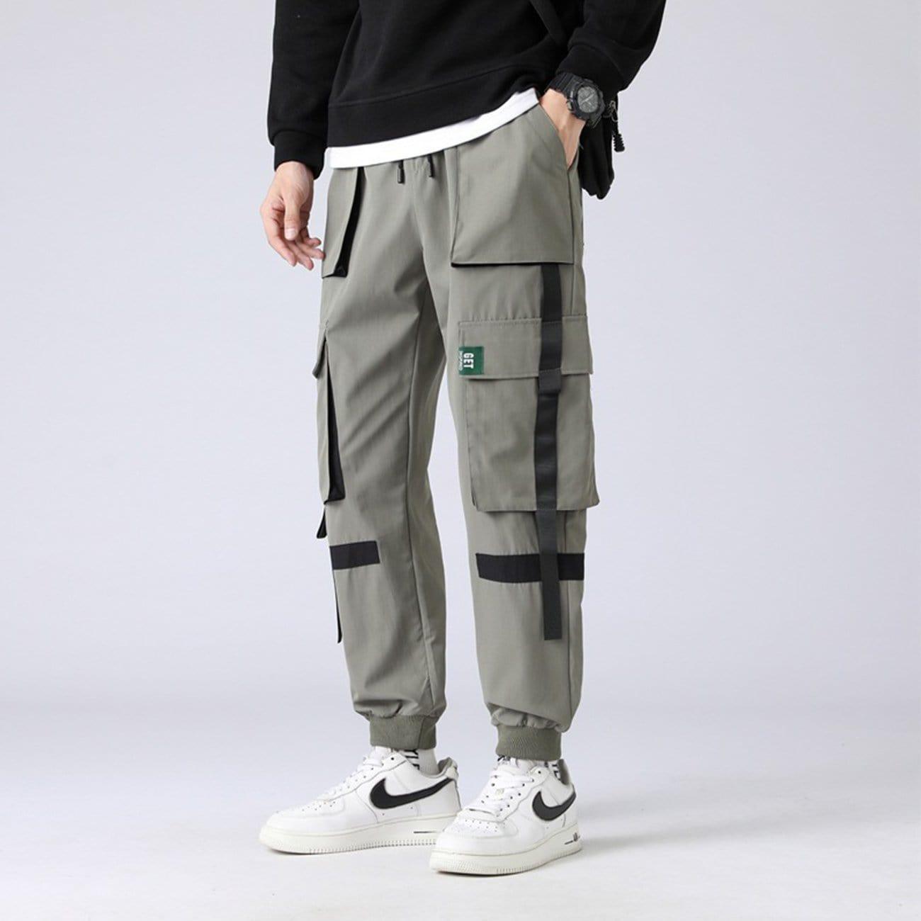 Multi Pockets Ribbons Cargo Pants