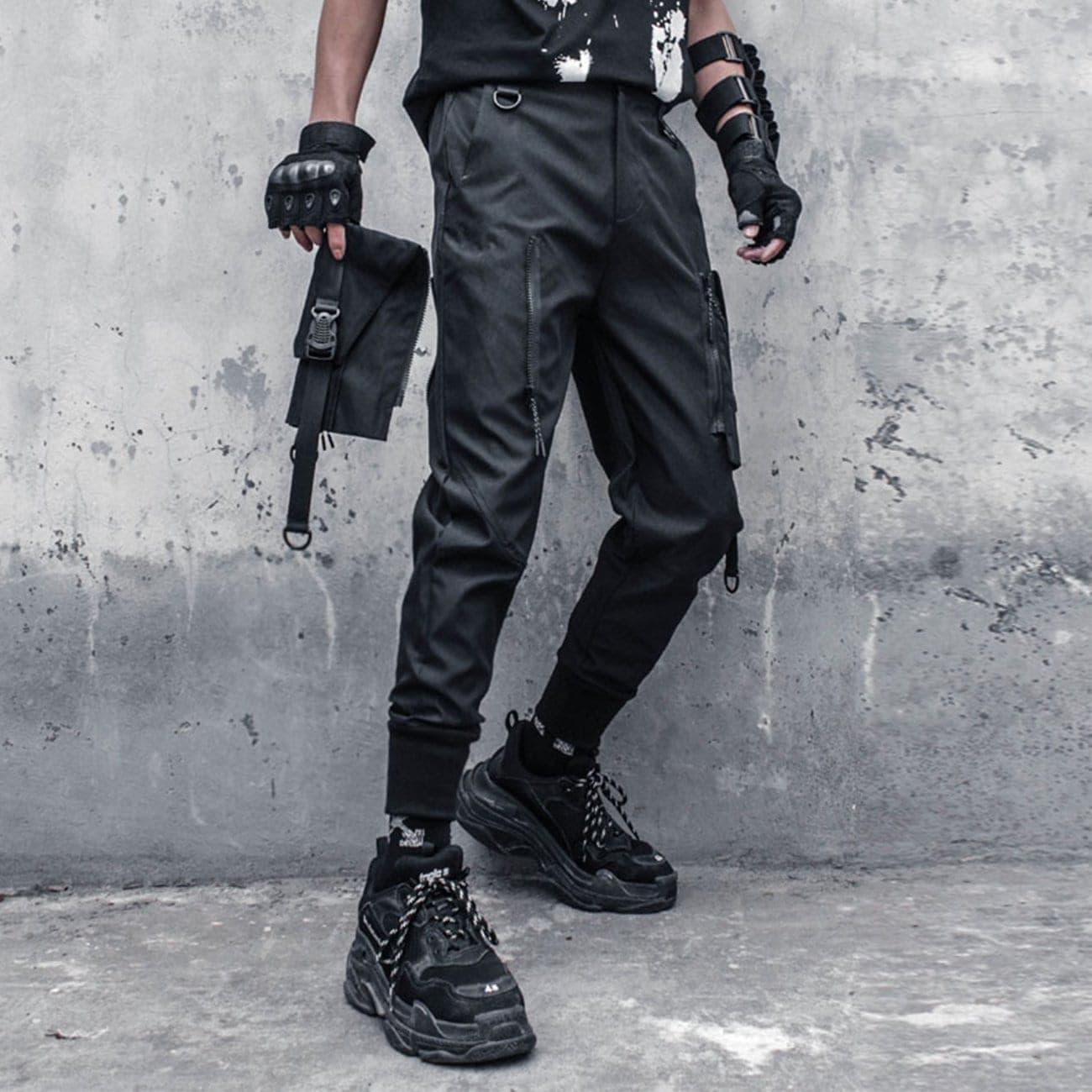 Functional Detachable Pocket Ribbons Cargo Pants