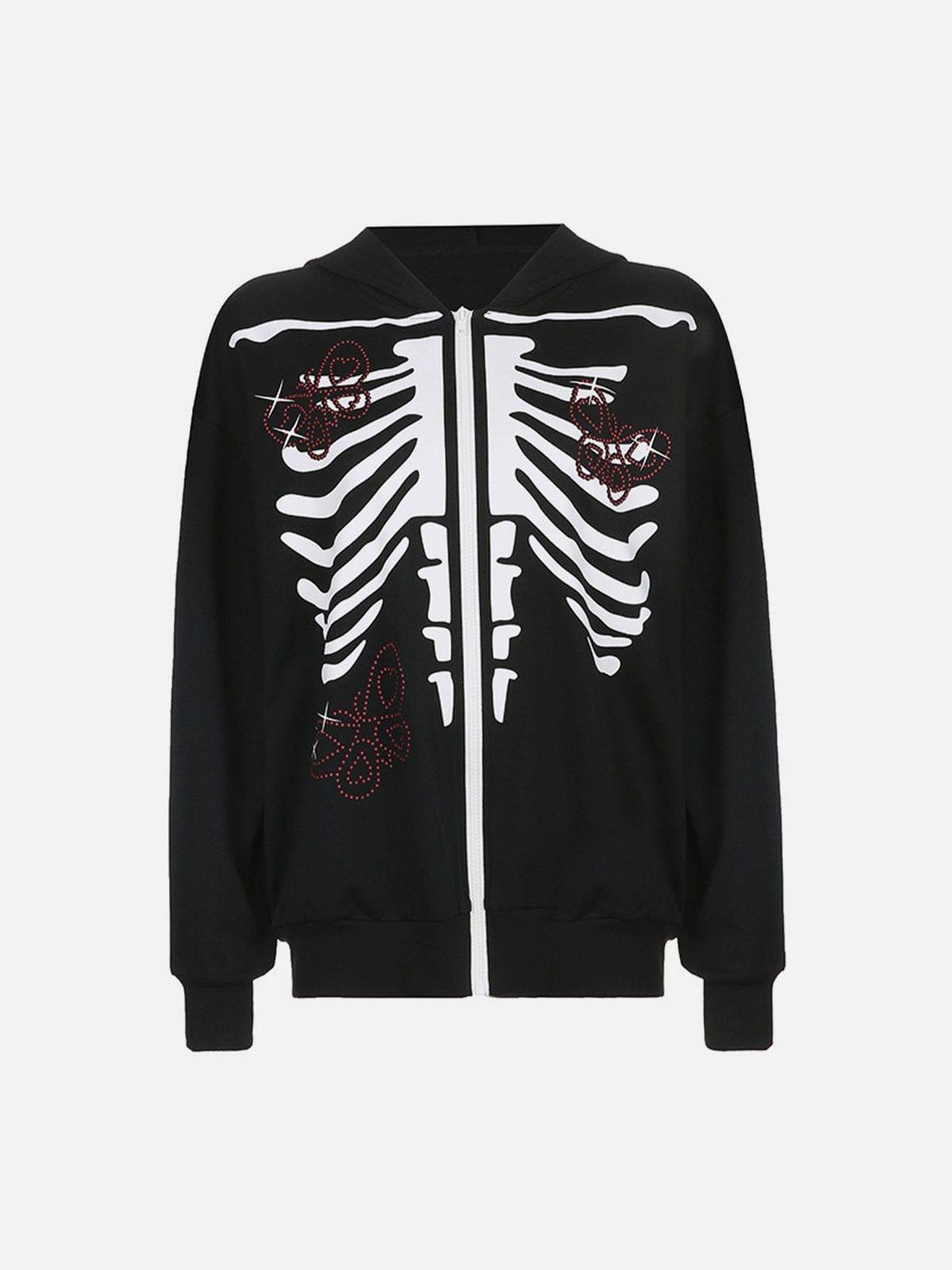Butterfly Skeleton Print Hoodie