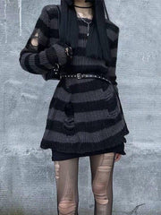 Hollow Hole Stripe Sweater