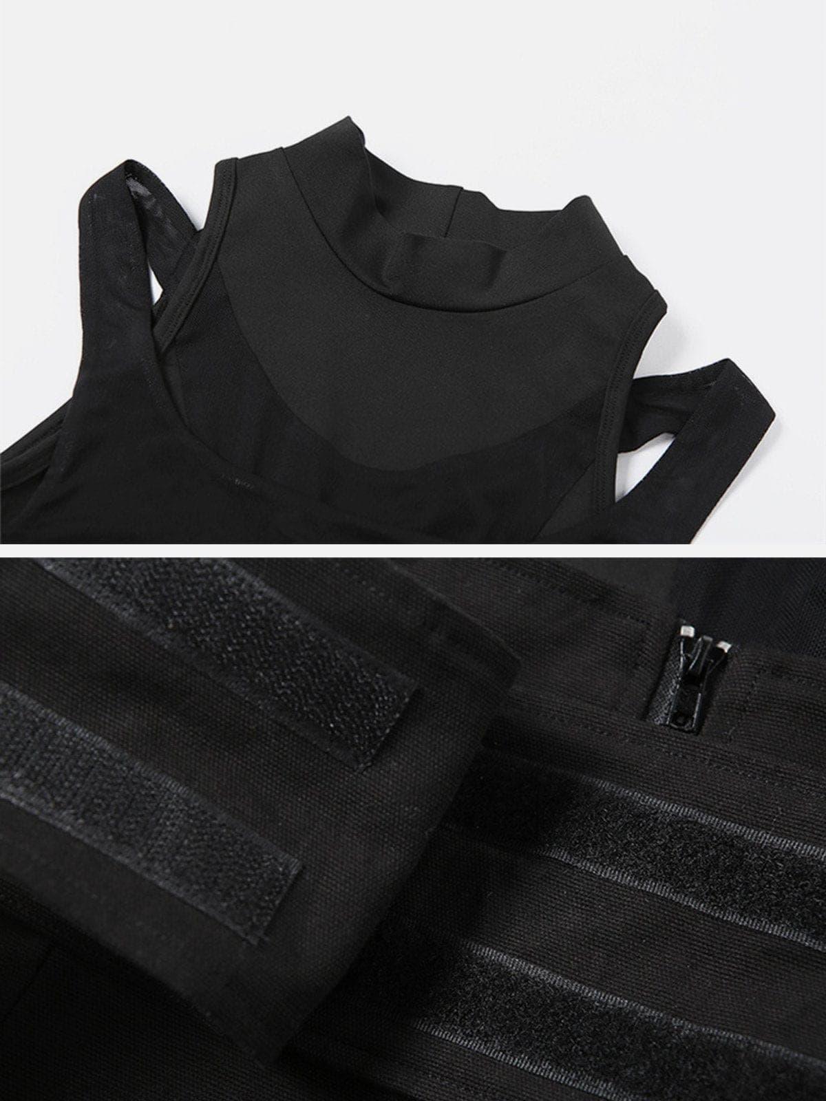 Mesh Hollow Patchwork Vest