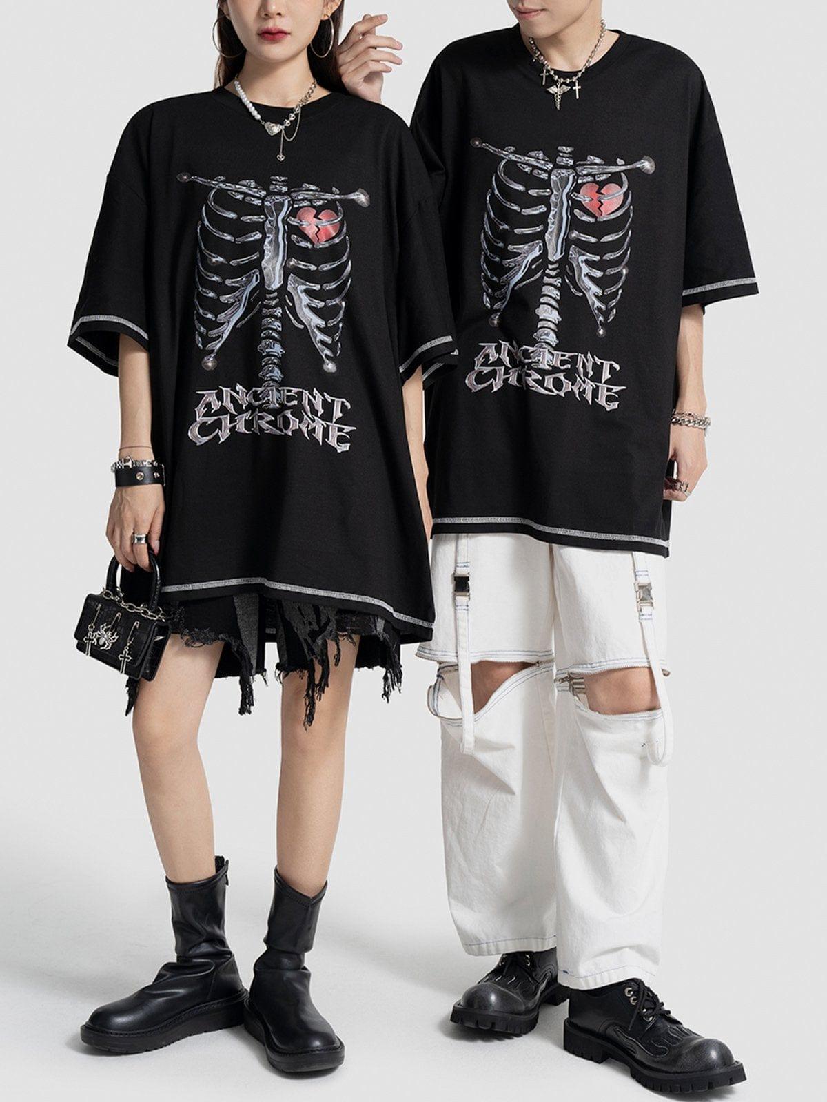 Skeleton Broken Heart Print Tee
