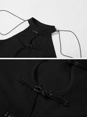 Buttons Hollow Short Sleeve T Shirts