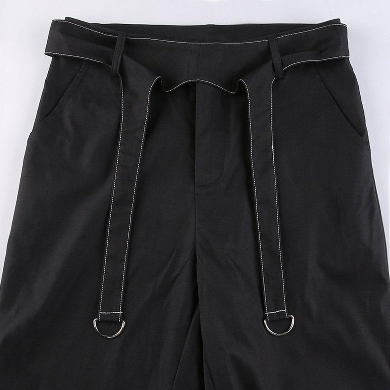 Lace-up High-waist Flared Pants