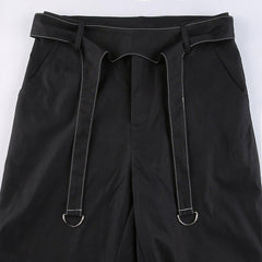 Lace-up High-waist Flared Pants