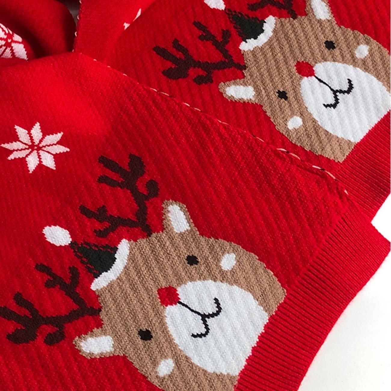 Fawn Snowflake Christmas Knit Scarf