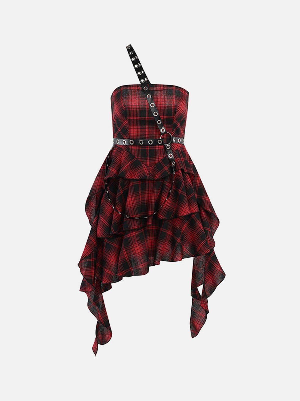Plaid Irregular Dress