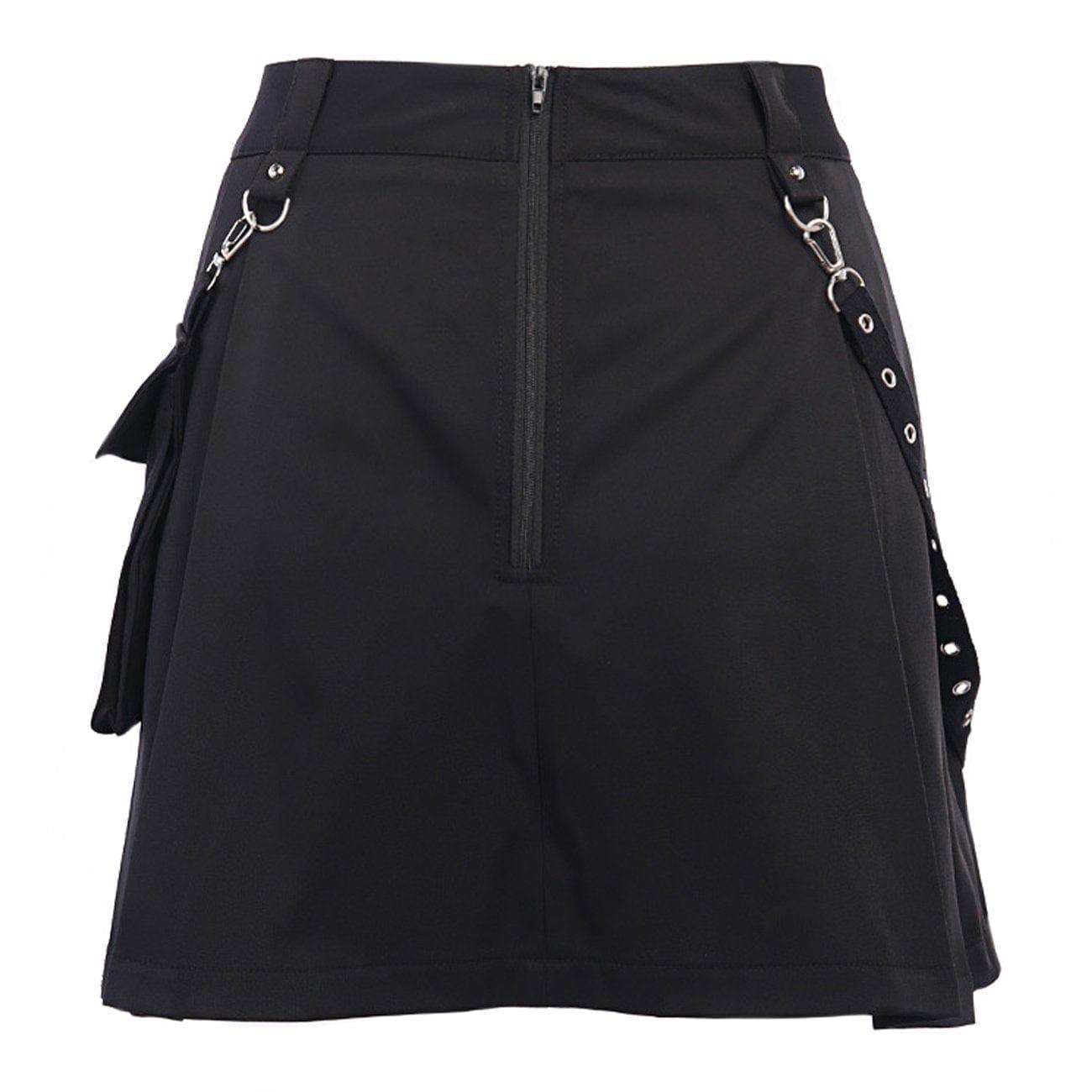 Dark Punk Irregular Pockets Skirt