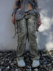 Multi Pockets Washed Jean