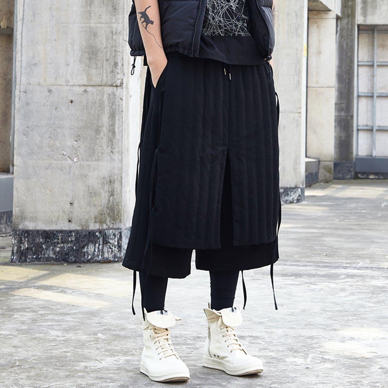 Dark Fake Two Bandage Oversized Thick Ankle-length Pants
