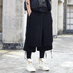 Dark Fake Two Bandage Oversized Thick Ankle-length Pants