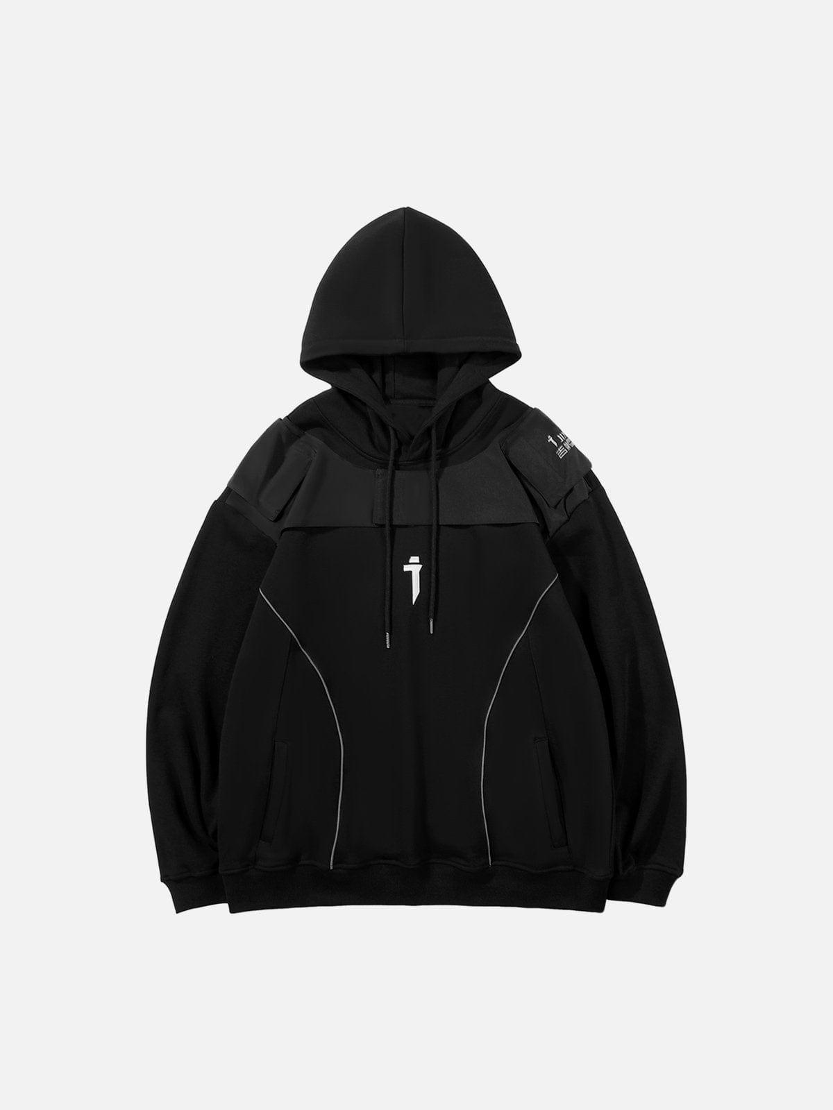 Patchwork Reflective Strip Hoodie