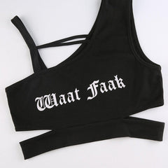 Asymmetric Hollowout Gothic Alphabet Vest