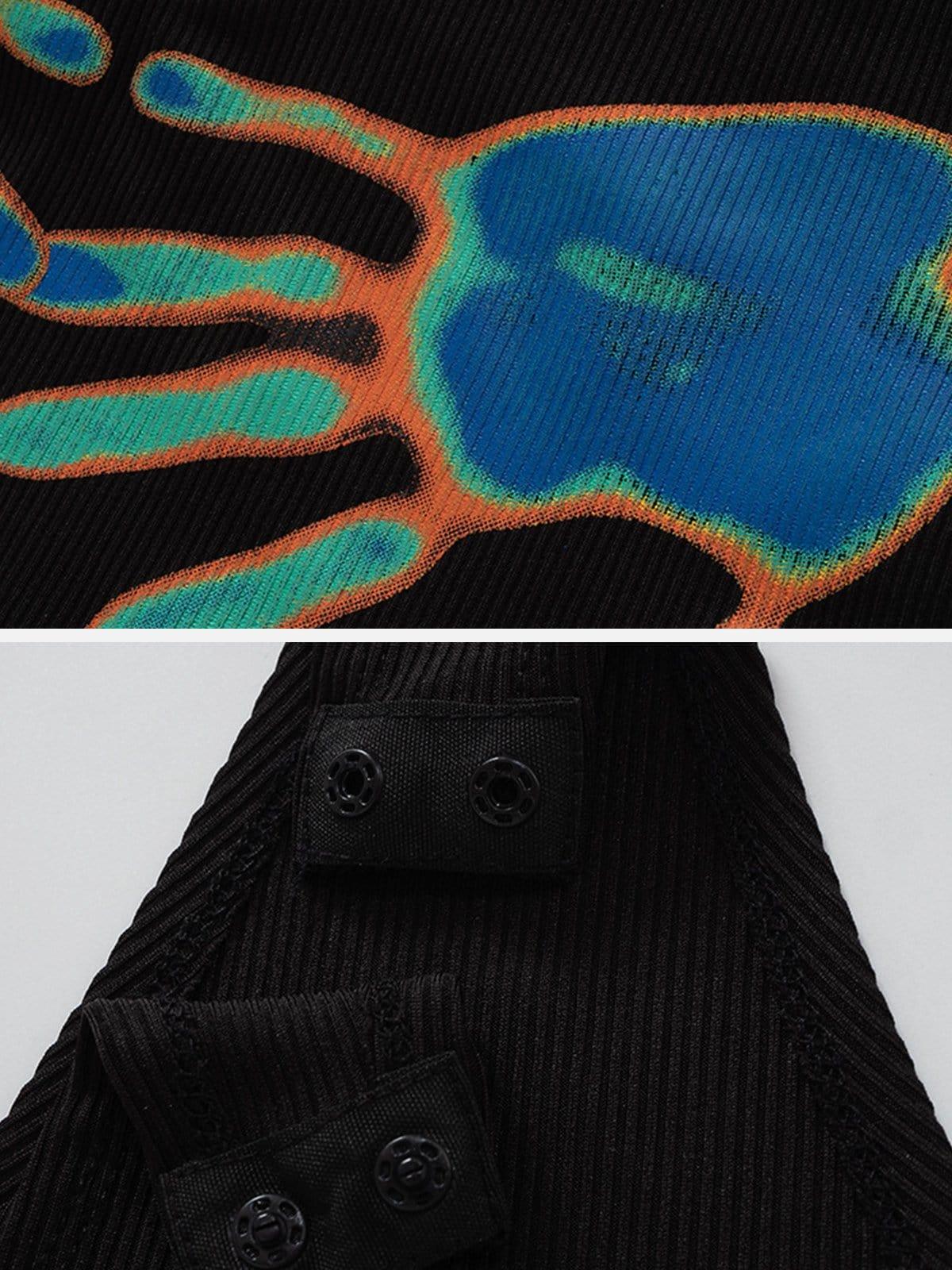 Mesh Neon Palm Long Sleeve Jumpsuit