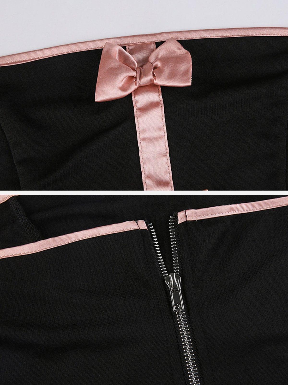 Irregular Bow Contrast Bandeau Vest
