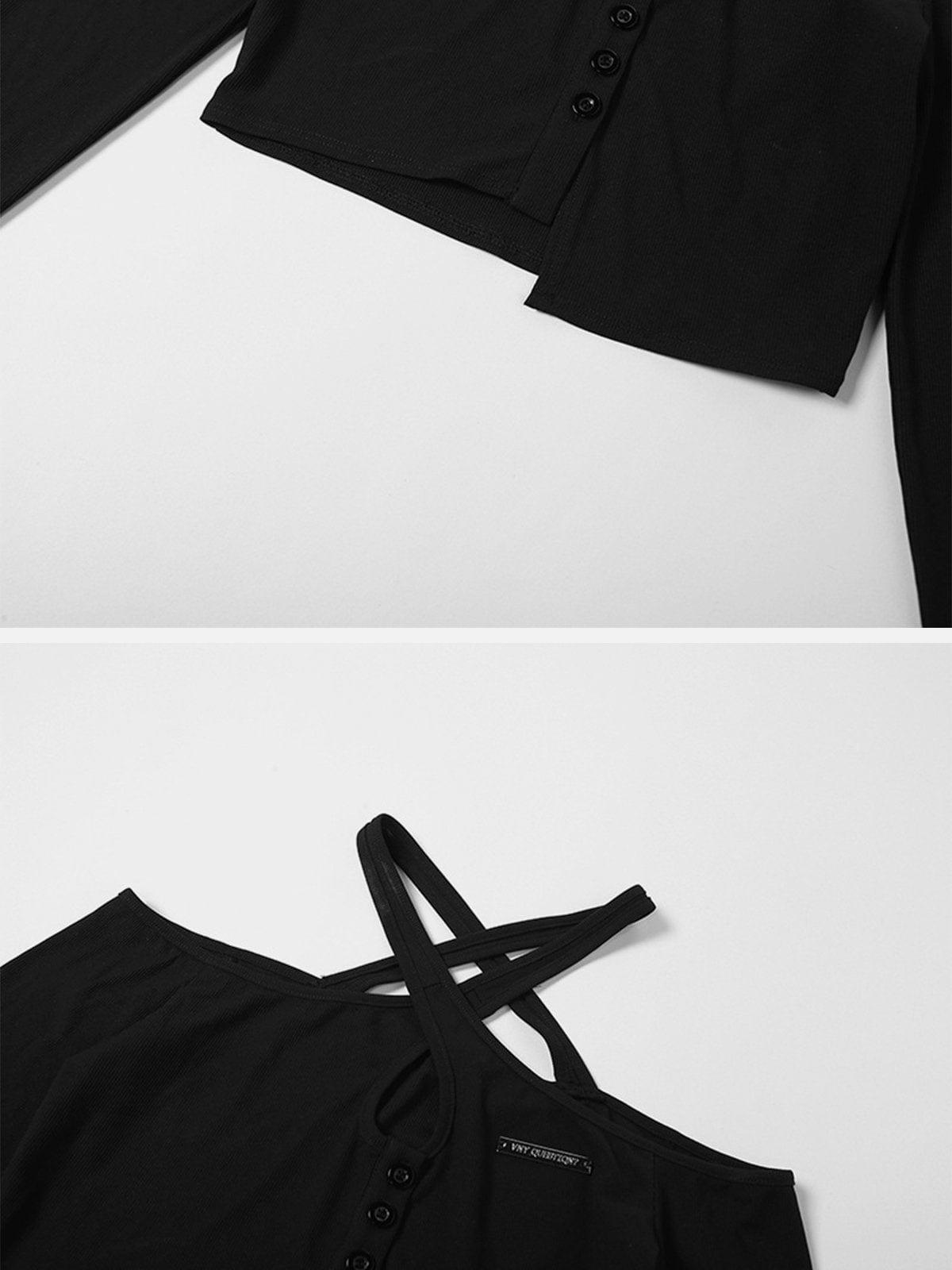 Cross Strap Long Sleeve T Shirt