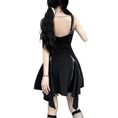 Dark Irregular Zipper Dress