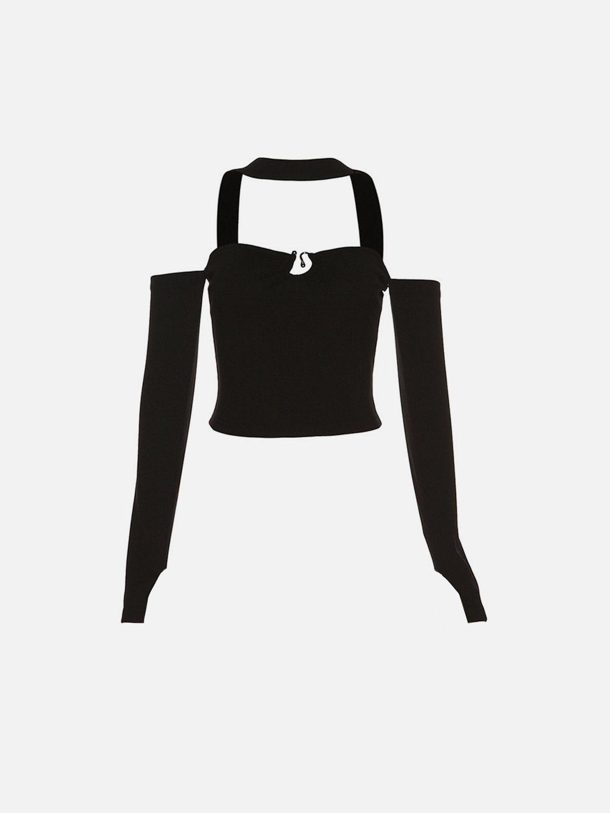 Hollow Suspenders Long Sleeve T Shirts